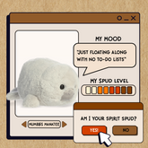 A spudsters product card for the Mumbles Manatee plush by Aurora